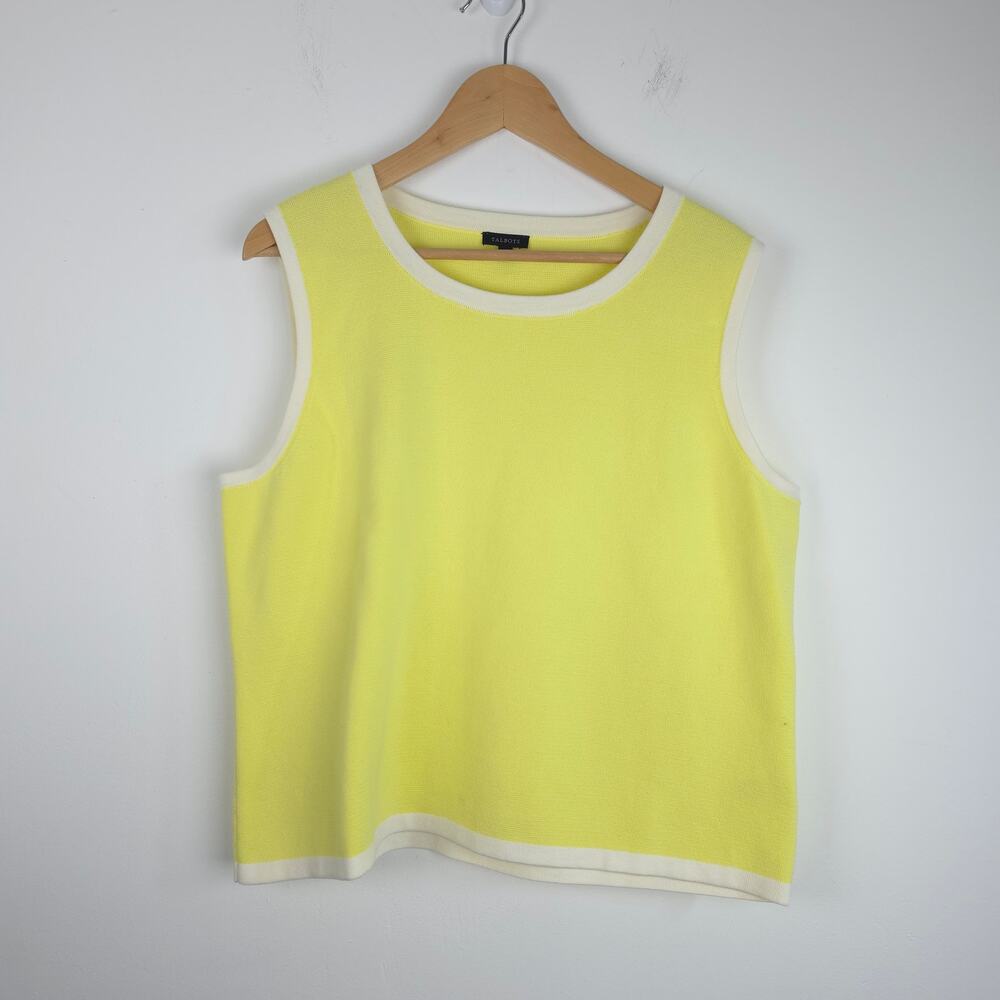 Talbots Yellow Knit Sweater Tank Top Crew Neck Size Extra Large Women's